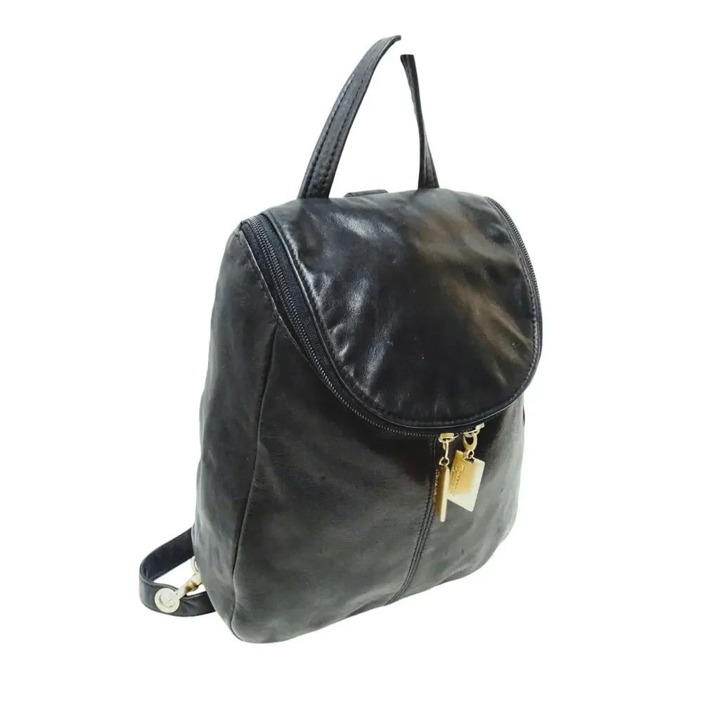 Tignanello Black Genuine Leather Crossbody Backpack
